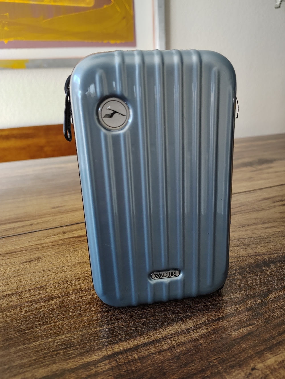 Rimowa Lufthansa First Class Amenity Toiletries Case Metallic  Baby Blue